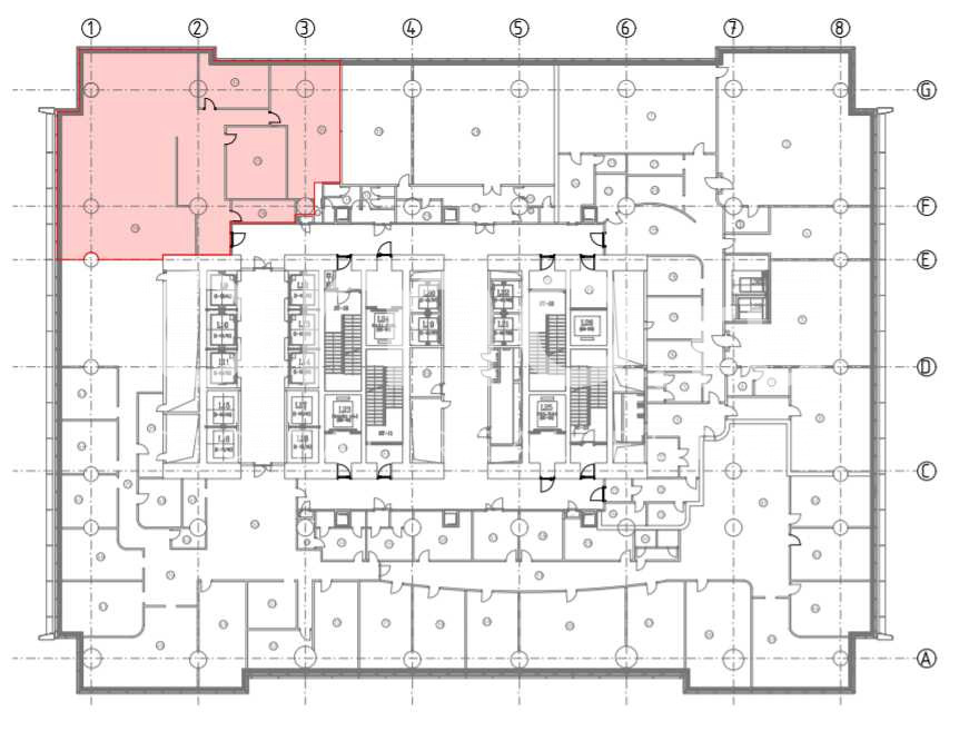 Планировка офиса 171.32 м², 23 этаж, Бизнес-центр «Башня Империя»